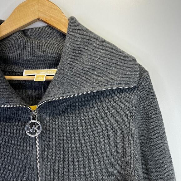 Michael Kors Half Zip knit sweater gray logo zipper - 0X - Picture 3 of 8